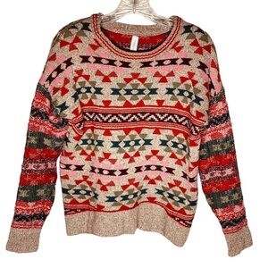 Aeropostale tribal print multicolored holiday sweater size SP